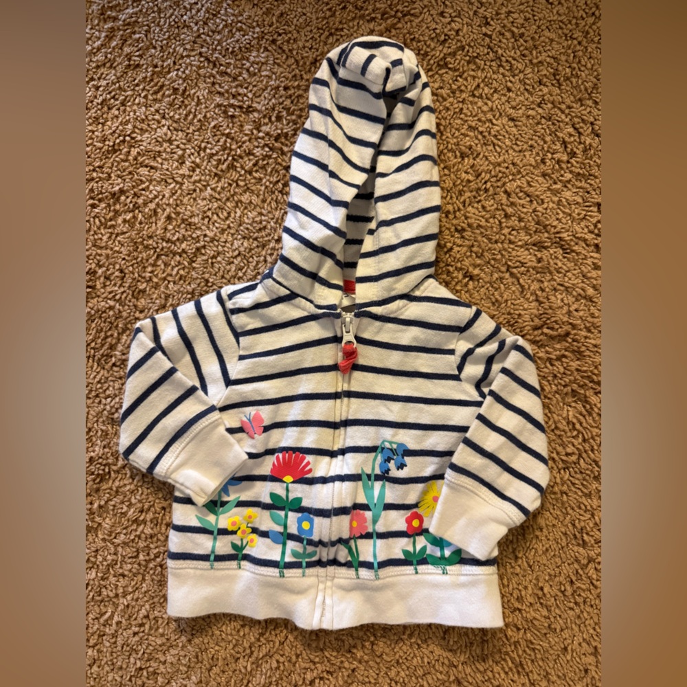 Carter's Navy Striped Hoodie with Floral Accents